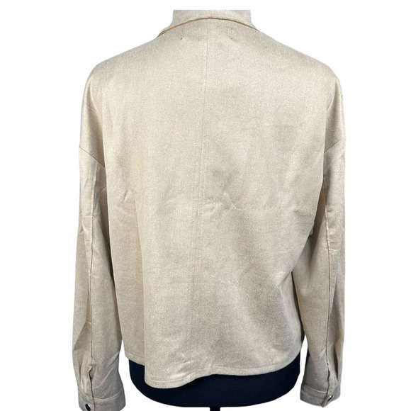NWT Relish No Less Faux Suede Zip Front Beige Shirt Jacket Size S - Picture 3 of 7